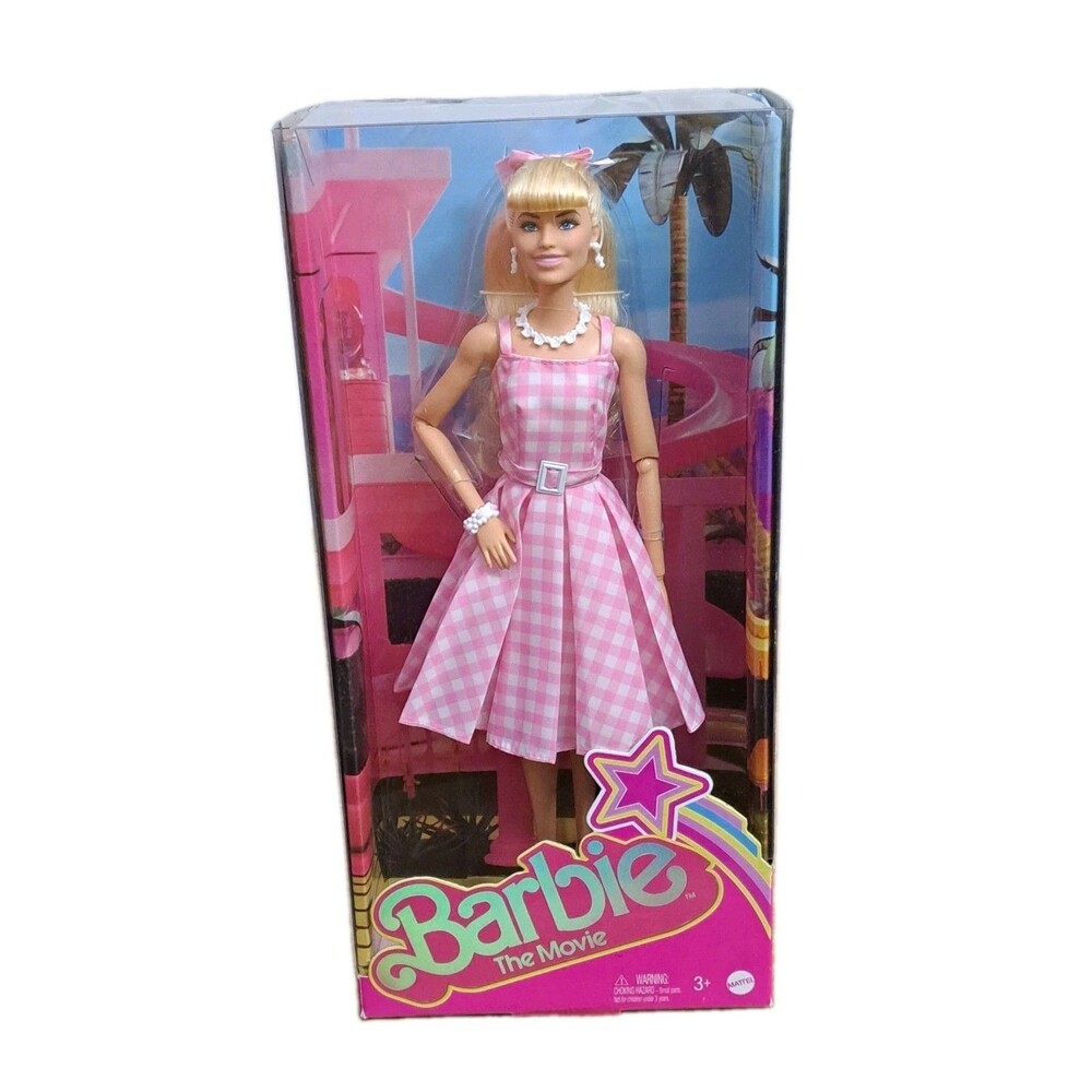 Barbie The Movie Margo Robbie Pink Gingham Dress New In Box